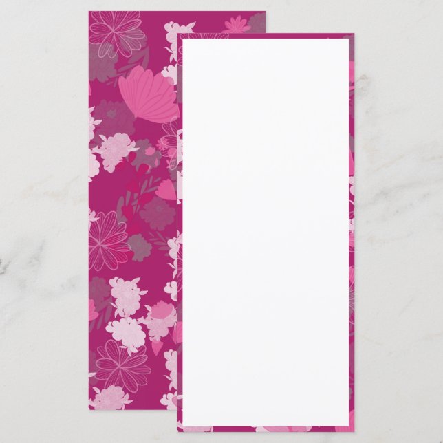 Carte fleurs roses (Devant / Derrière)