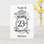 Carte Fleurs Roses 23e Anniversaire de Mariage (Fleur jaune)