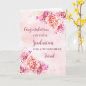 Carte Fleurs Roses Ami Félicitations Diplôme (Fleur jaune)
