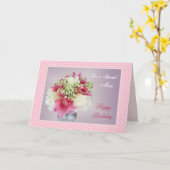 Carte Fleurs roses blanches Maman Anniversaire (Fleur jaune)