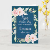Carte Fleurs roses bleues Stepmaman Joyeuse fête des mèr (Fleur jaune)