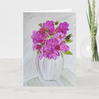 Carte Fleurs roses dans un vase