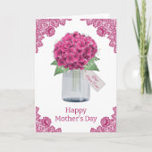 Carte Fleurs roses de dentelle rustique Hydrangea Fête d (Devant)