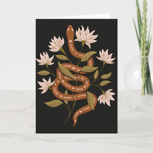 Carte Fleurs roses de serpent Brown (Devant)