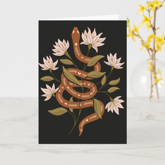 Carte Fleurs roses de serpent Brown (Fleur jaune)