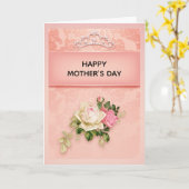 Carte Fleurs roses & Diamond Tiara Princesse Fête des Mè (Fleur jaune)