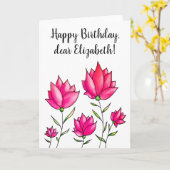 Carte Fleurs roses Encre Aquarelle Joyeux Anniversaire N (Fleur jaune)