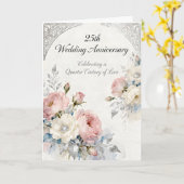 Carte Fleurs roses et blanches 25e anniversaire de maria (Fleur jaune)