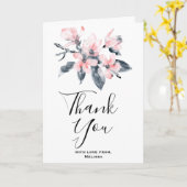 Carte Fleurs roses et gris Merci d'aquarelle classique (Fleur jaune)