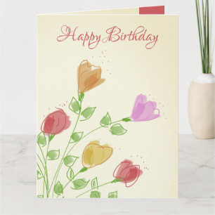 Carte Fleurs Roses Et Oranges