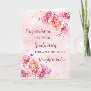 Carte Fleurs roses Fille en droit