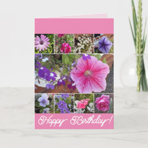 Carte Fleurs roses Floral Rose Petunia Daisy Anniversair