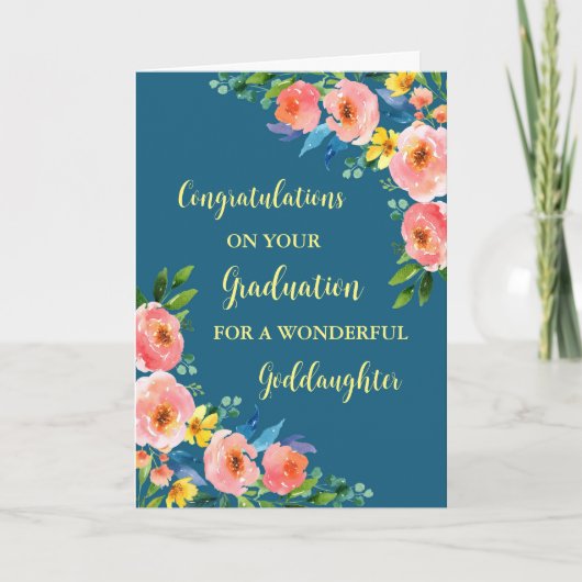 Carte Fleurs roses Godgirl Graduation (Devant)
