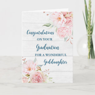 Carte Fleurs roses Godgirl Graduation