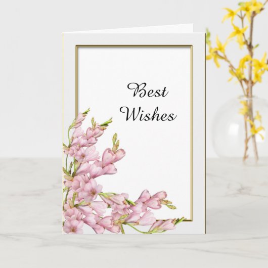 Carte Fleurs roses Gold Frame Mariage Félicitations (Fleur jaune)