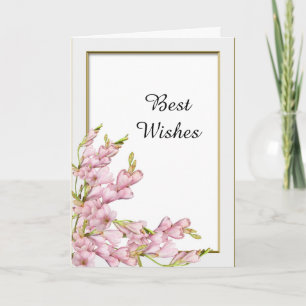 Carte Fleurs roses Gold Frame Mariage Félicitations