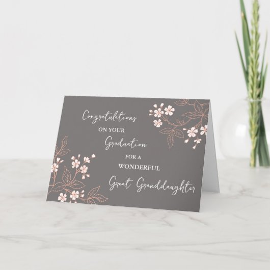 Carte Fleurs roses Grande Petite-Fille Graduation (Devant)