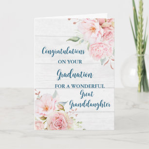 Carte Fleurs roses Grande Petite-Fille Graduation
