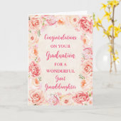 Carte Fleurs roses Grande Petite-Fille Graduation (Fleur jaune)