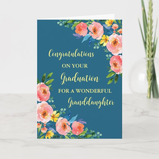 Carte Fleurs roses Grandgirl Graduation (Devant)