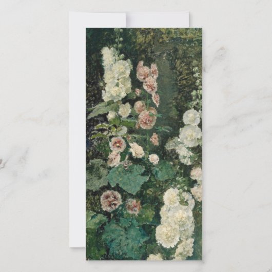 Carte Fleurs Roses Hollyhock (Devant)