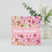 Carte Fleurs roses - Jour du nom hongrois (Debout devant)