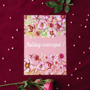 Carte Fleurs roses - Jour du nom hongrois