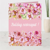Carte Fleurs roses - Jour du nom hongrois (Devant)