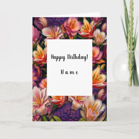 Carte Fleurs roses Joyeux anniversaire (Devant)