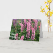 Carte Fleurs roses joyeux anniversaire (Fleur jaune)
