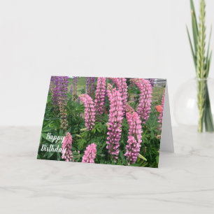 Carte Fleurs roses joyeux anniversaire