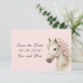 Carte Fleurs roses Mariage Cheval Peint Enregistrer la d (Debout devant)
