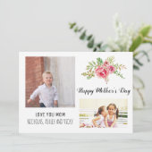 Carte Fleurs roses modernes Photo florale de la Fête des (Debout devant)