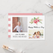 Carte Fleurs roses modernes Photo florale de la Fête des (Devant/Arrière en situation)