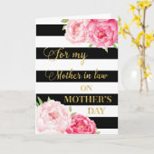 Carte Fleurs roses noires Fête des mères Mère en droit (Fleur jaune)