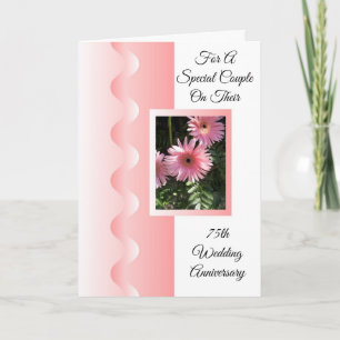 Carte Fleurs roses personnalisées 75e anniversaire de ma
