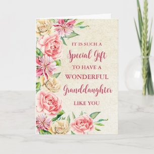 Carte Fleurs roses Petite-fille Bonne fête des mères