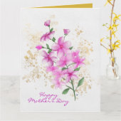 Carte Fleurs roses pour la fête des mères avec éclabouss (Fleur jaune)