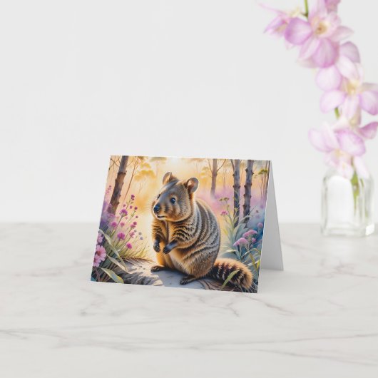 Carte Fleurs roses Quokka mignonnes Aquarelle Vierge Sal (Orchidée)