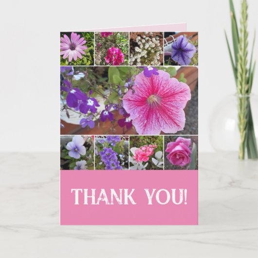 Carte Fleurs roses Rose floral Petunia Merci (Devant)