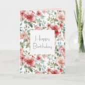 Carte Fleurs roses rouges anniversaire (Devant)