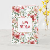 Carte Fleurs Roses Rouges Anniversaire (Fleur jaune)