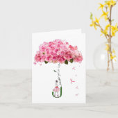 Carte Fleurs roses Ruban Lutte de sensibilisation au can (Fleur jaune)