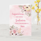 Carte Fleurs roses Soeur Félicitations Diplôme (Fleur jaune)
