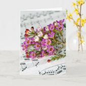 Carte fleurs roses sur la musique (Fleur jaune)