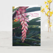 Carte Fleurs roses tropicales Élégantes Anniversaire (Fleur jaune)