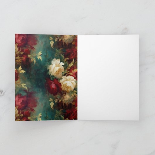 Carte Fleurs rouges blanches vertes (Intérieur)