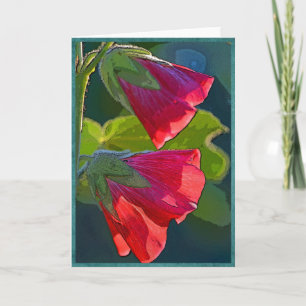 Carte Fleurs rouges en forme de cloche