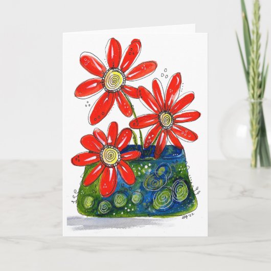Carte Fleurs rouges lunaires (Devant)