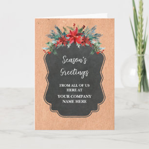 Carte Fleurs rustiques Fêtes de Noël d'entreprise